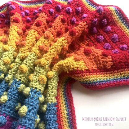 Modern Bobble Rainbow Blanket pattern by Melu Crochet