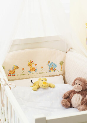 Made with Love - Happy Jungle Friends Cot Bumper in Anchor - Downloadable PDF