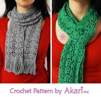 Four Lacy long Scarves crochet patterns_ PLS1