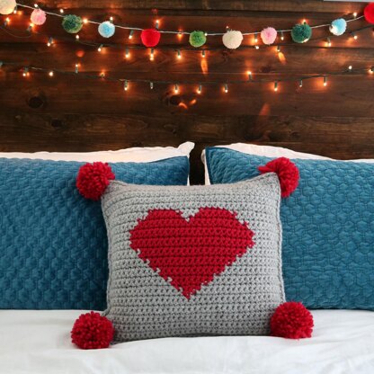 Valentine's Pompom Heart Pillow