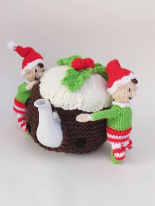 Elves and Christmas Pudding Tea Cosy