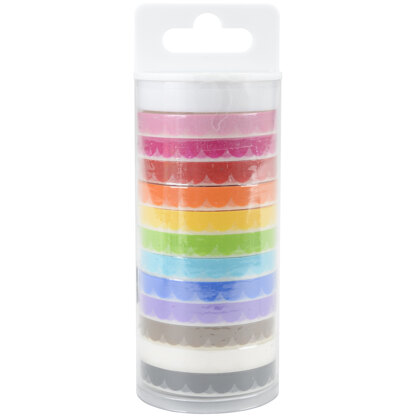 Doodlebug Monochromatic Washi Tape 8mmx12yds 12/Pkg - Scallop