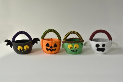 Trick or Treat Candy Baskets Set: Ghost, Bat, Zombie, Jack o'Lantern