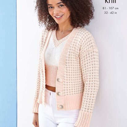 Cardigans and Top in  King Cole Finesse Cotton Silk DK - 5878 - Leaflet - knitting pattern