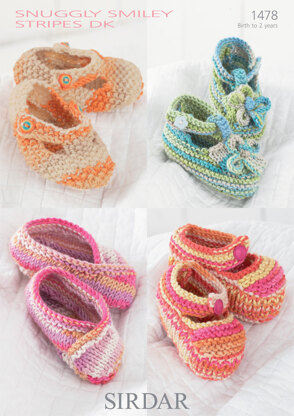 Shoes in Sirdar Snuggly Smiley Stripes DK - 1478 - Downloadable PDF