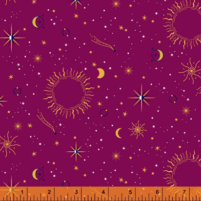 Windham Fabrics Orbit - Sun Moon & Stars Plum