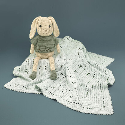 Lullaby Blanket & Bunny - Free Crochet Pattern for Babies in Paintbox Yarns Cotton DK