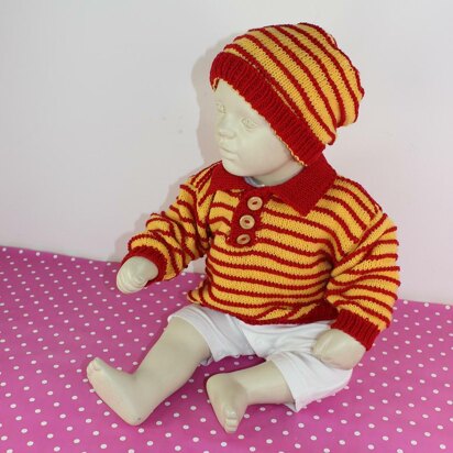 Baby & Toddler Stripe Sweater & Beanie Hat