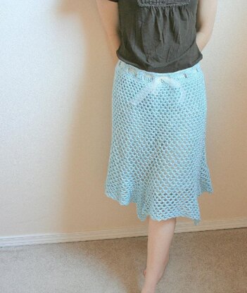 C03 Flared Mesh Crochet Skirt