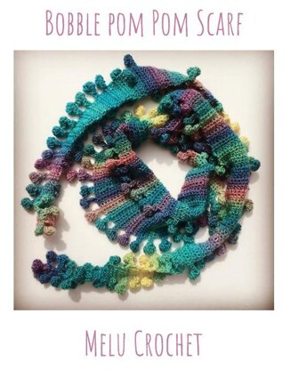 Melu Crochet Bobble Pom Pom Scarf