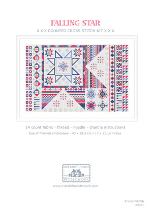Riverdrift House Falling Star - Blue-Pink Cross Stitch Kit - 43 x 28.3cm