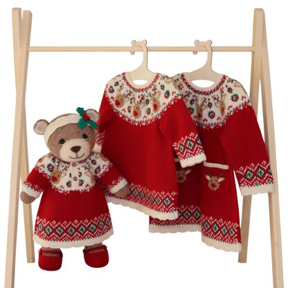 Matching Christmas Dress for Baby and Teddy