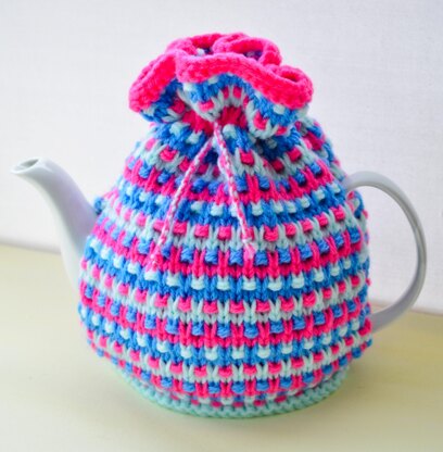 Lilac Speckled Rib 4 Cup Teapot Cosy Knitting Pattern