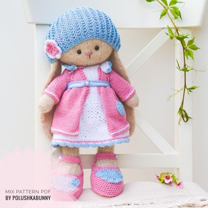 Mixed Knitting and Crochet Toy Clothes Pattern - Outfit "Mimi"