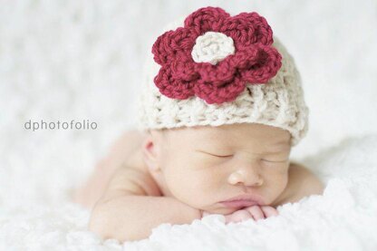 #59 Newborn crochet ribbed edge beanie