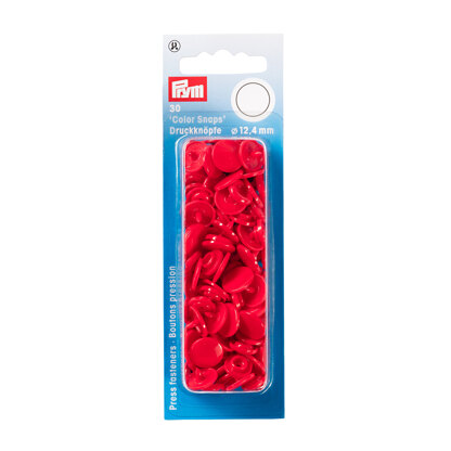 Prym Colour Snaps, Round 12mm x 30 sets - Red