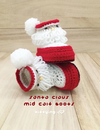 Santa Booties Crochet Pattern by Kittying