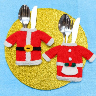 Mother and Father Christmas Cutlery Holders