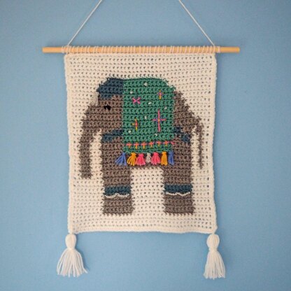 Crochet wall hanging - indan elephant - ganesha