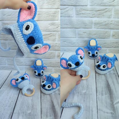 Baby Crochet Pattern Set PDF, A Warm Crochet Pattern Set For Newborns, Hat With Ears, Booties With Ears, Rattle With Ears, From 0 to 3 Month