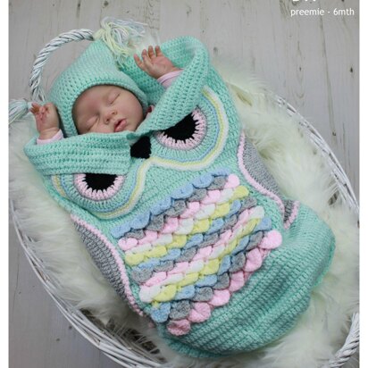 245- Owl Cocoon Baby Crochet Pattern UK & USA Terms #245