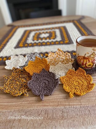 Autumn Table Cover and Leaf Coaster Set