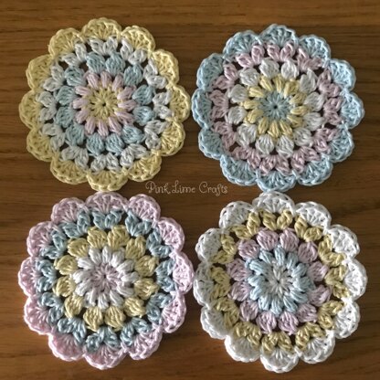 Sunburst crochet coasters