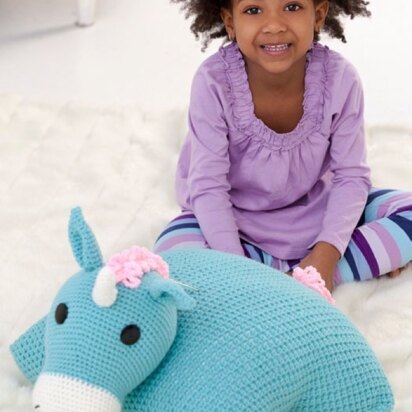 Unicorn Pillow Pal in Red Heart Super Saver Economy Solids - LW2509