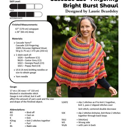 Bright Burst Shawl in Cascade 220® Fingering - FW293 - Downloadable PDF