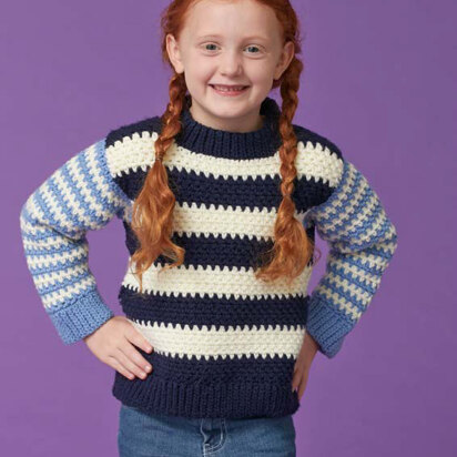Duo Stripes Kids Pullover in Caron United - Downloadable PDF