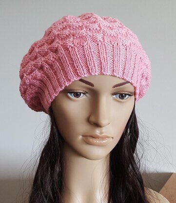 Audrey - 8ply block stitch slouchy beanie, sizes 2 years to lady