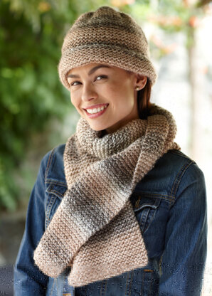 Caramel Candy Scarf in Lion Brand Tweed Stripes - L0469