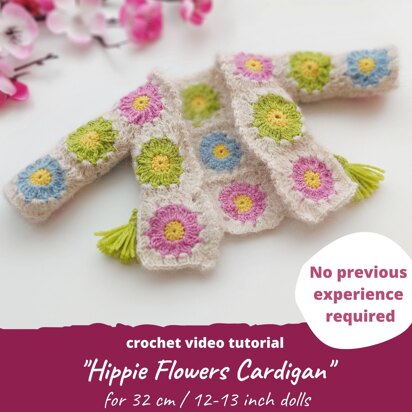 Hippie Flowers Granny Square Cardigan for Paola Reina doll