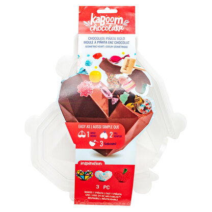 Kaboom Chocolaka Large Geometric Heart Chocolate Pinatas Mold 