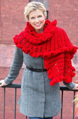 Ruffled Wrap in Red Heart Super Saver Economy Prints - LW3285