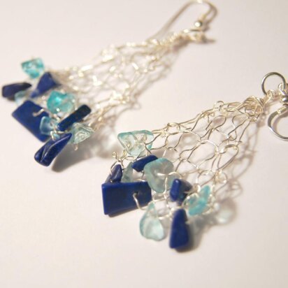 Blue Chip Knit Wire Earrings