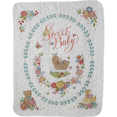 Bucilla Stamped Crib Cover Cross Stitch Kit 34in x 43in - Sweet Baby