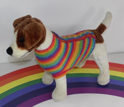 Small Dog Rainbow 4ply Back Button Up Coat