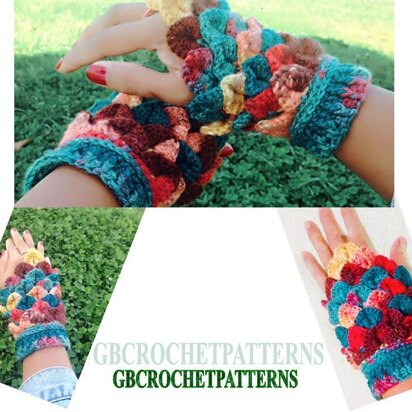 Mermaid Short Fingerless Gloves/Mitts