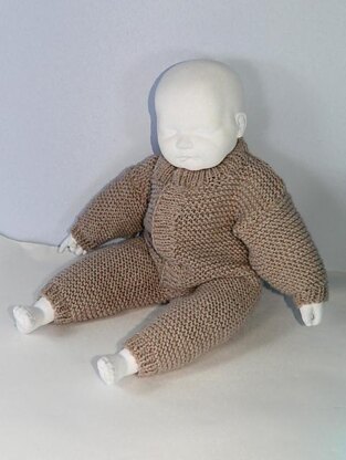 Baby Simple Aran Garter Stitch Onesie