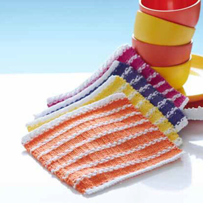 Beach Towel Stripe Dishcloths in Lilly Sugar n'Cream Solids