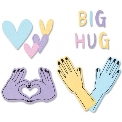 Sizzix Framelits Die Set 7PK w/Stamps Big Hugs by Olivia Rose