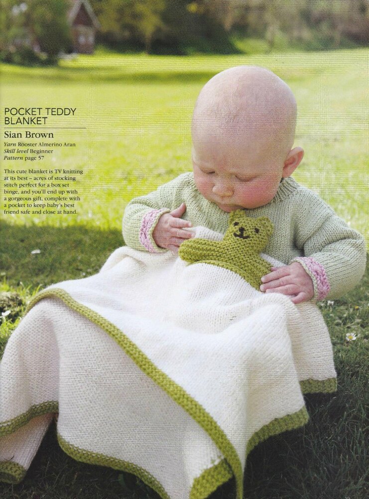 Cot Blanket and Teddy Knitting pattern by Sian Brown LoveCrafts