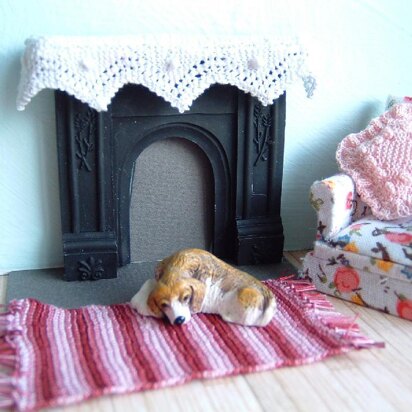 1:24th scale Mantel cover, cushion and rug