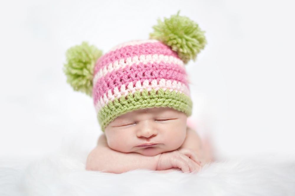 winter baby knit hat with two