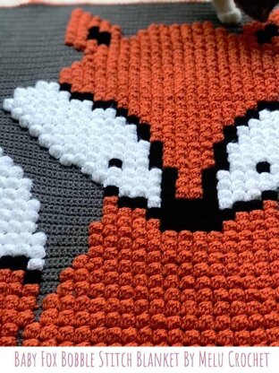 Baby Fox Bobble Stitch Blanket US terminology by Melu Crochet