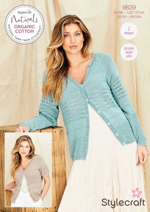 Cardigans in Stylecraft Naturals Organic Cotton DK - 9839 - Downloadable PDF