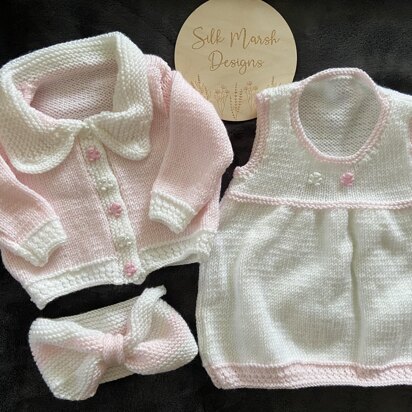 HERMIONE - Baby Dress Cardigan & Headband - knitting pattern