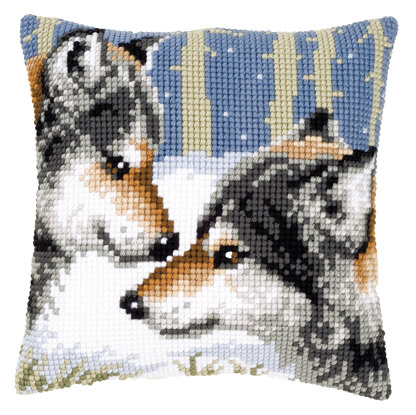 Vervaco Two Wolves Cushion Front Chunky Cross Stitch Kit - 40cm x 40cm