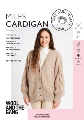 Miles Cardigan in Wool and the Gang Take Care Mohair - V504286347 - Downloadable PDF